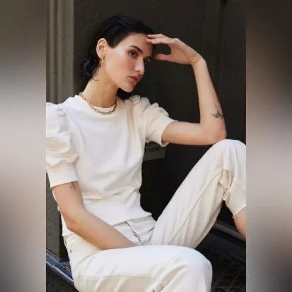 Soldout.nyc Organic Cotton Puff Sleeve Sweatshirt | Black | Womens Medium - Picture 7 of 15